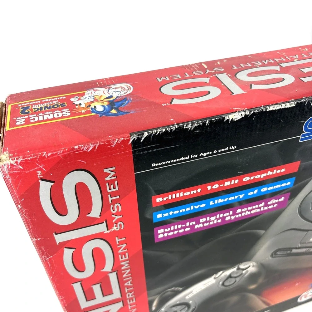 SEGA Genesis 16-Bit Video Mk-1631 2 Controllers Original‎ Box 6 Button MK-1653